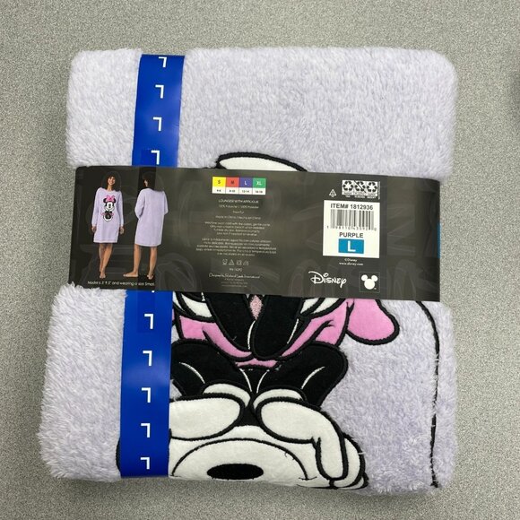 NEW Disney Women's L Minnie Mouse Purple Puffy Lounge Dress - Picture 5 of 7